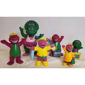 Barney Baby Bop Dinosaur Figurines Toy Cake Topper Purple Green Lot Of 6